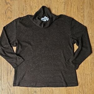 Vintage 1990s Teddi Blackand Brown Cowl neck Sweater Size M
